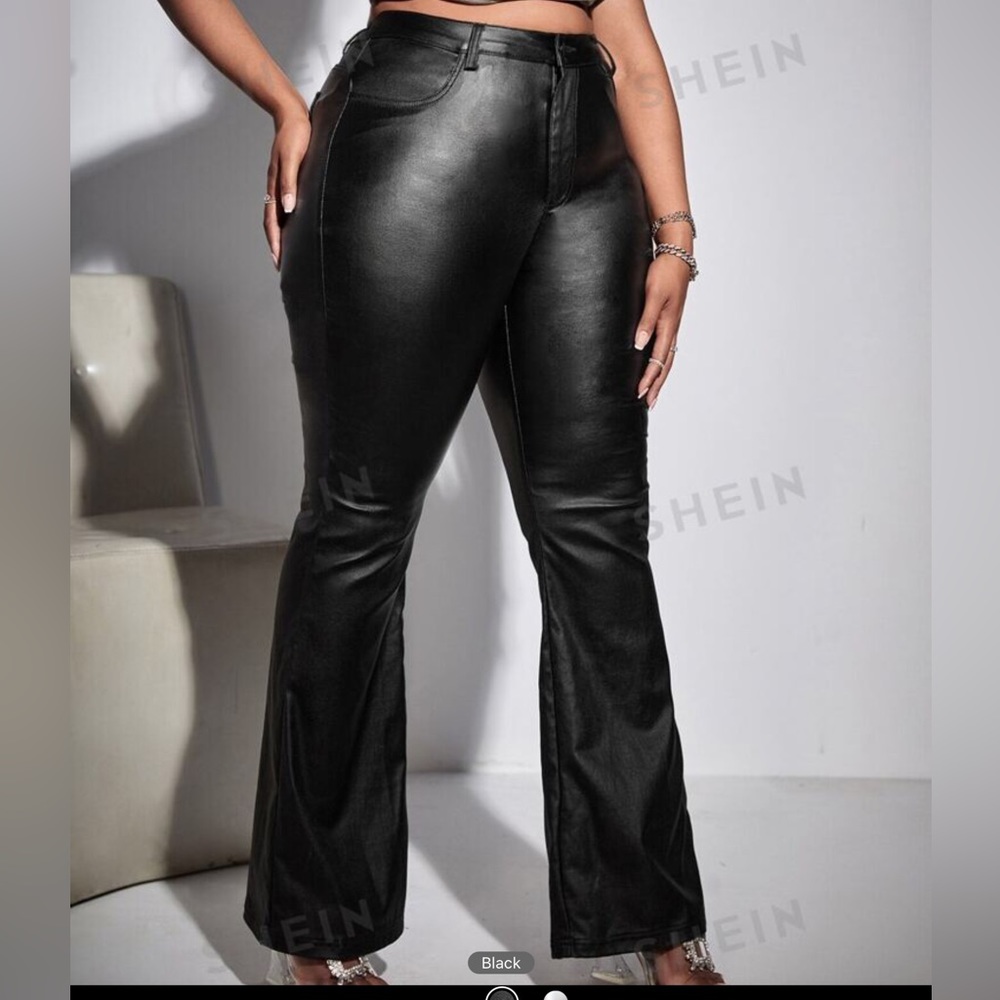 SHEIN high waist flare leg pleather pants